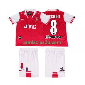 Camisolas de futebol Arsenal WRIGHT 8 Retro Criança Equipamento Principal 1996 1997 Manga Curta